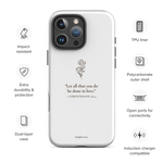 Tough Christian iPhone case with “1 Corinthians” verse — features: dual-layer, TPU liner, wireless charging.