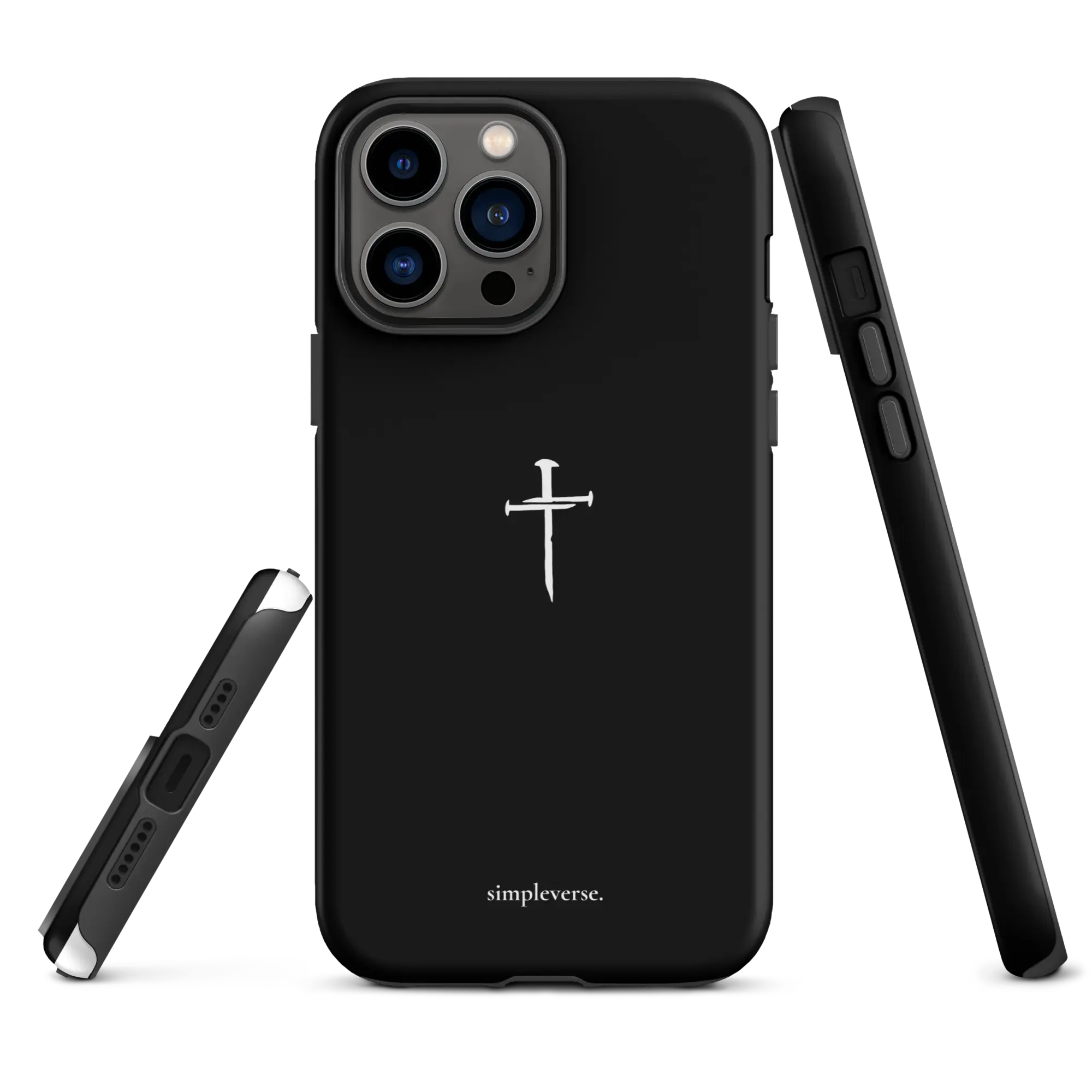 Christian iPhone case with an elegant nail cross design, representing faith and resilience.