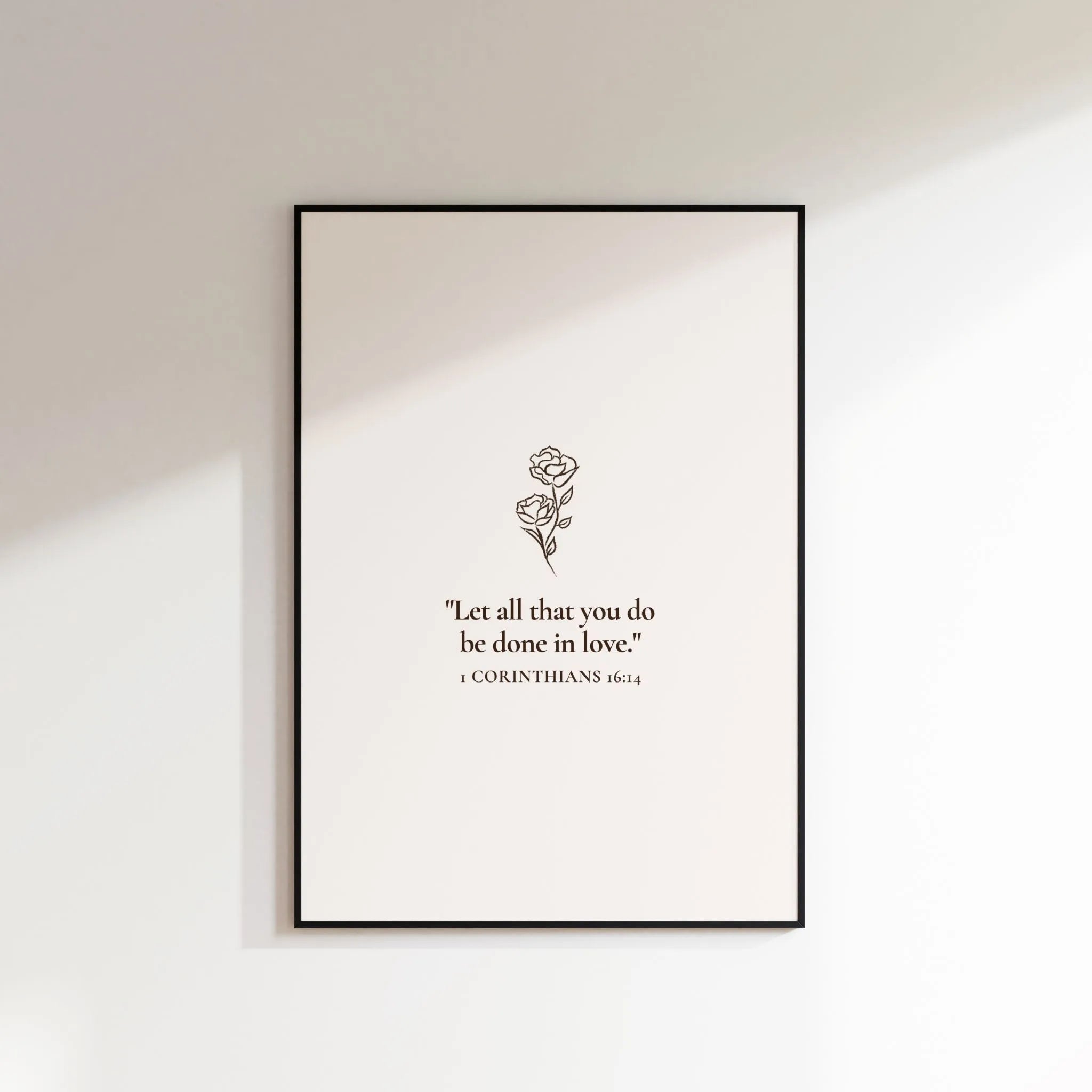 “Let all that you do be done in love” scripture wall art, minimalist printable Christian print.