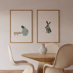 Good Shepherd & Weight of Mercy printable wall art, two framed prints above dining table, instant download.