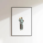 Light of the World Christian wall art in thin black frame on white wall, printable download.