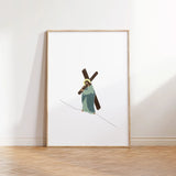 Weight of Mercy printable Christian poster leaning against wall on wood floor.