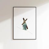 “Weight of Mercy” Christian print on white wall.