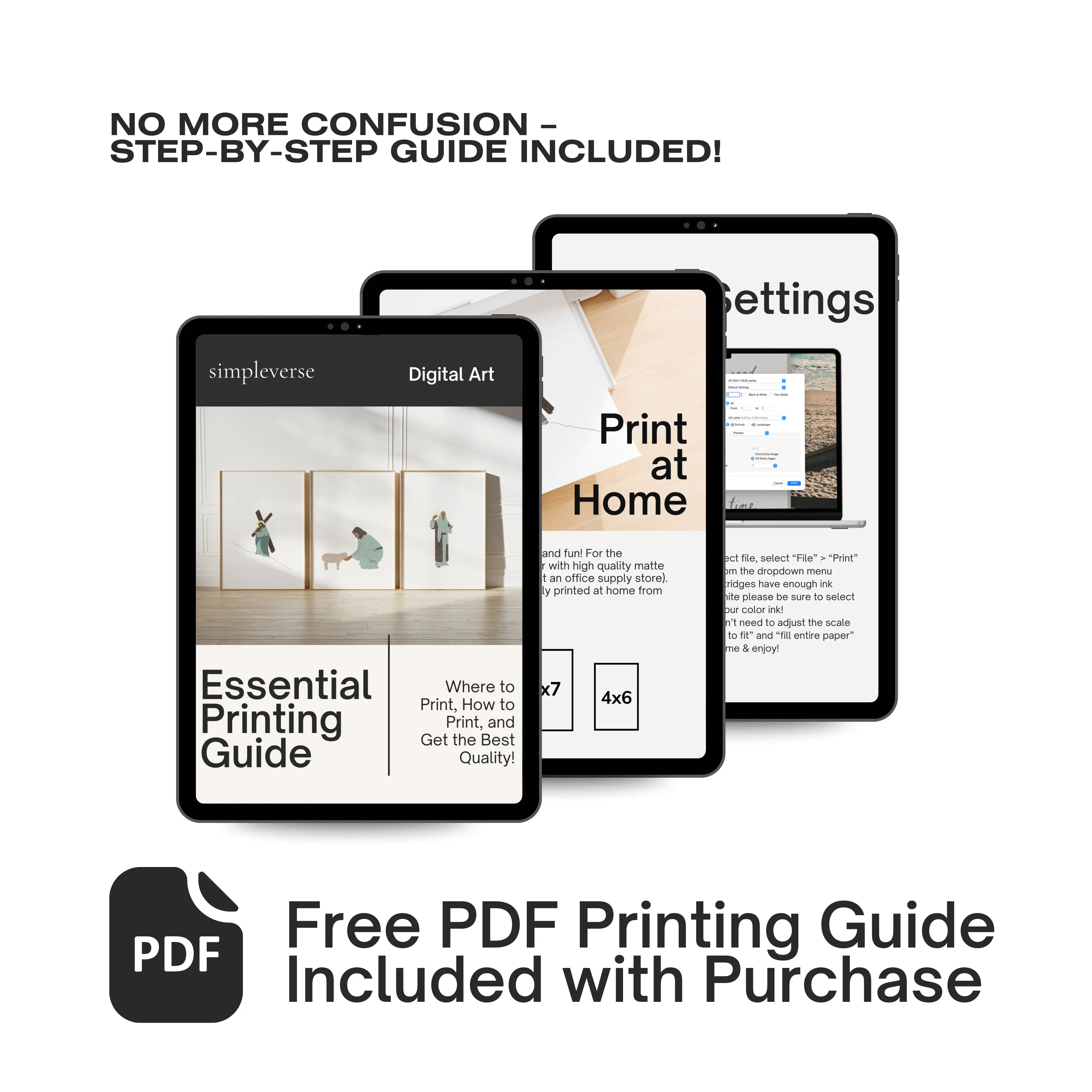 Simpleverse digital wall art printing guide – step by step PDF included with purchase to print Christian artwork at home or online